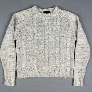 VTG Cable Knit Fisherman Sweater Womans M Oatmeal Preppy Classic Ivy 1980s